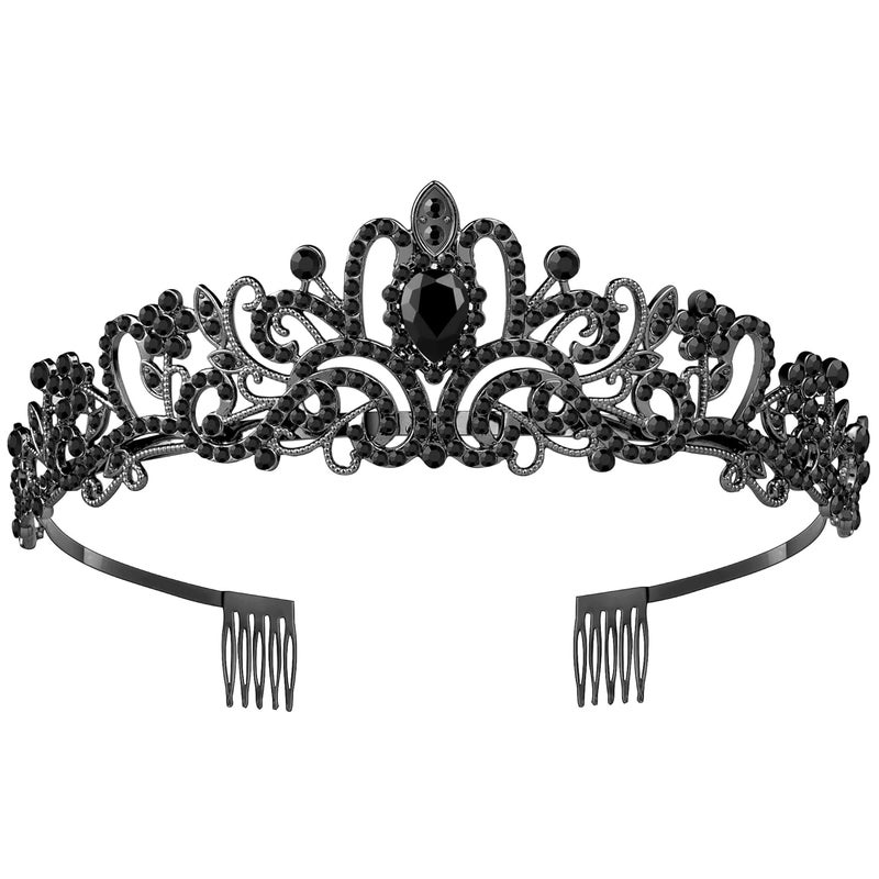 Queenship Tiara Crown for Women, Queen Tiara for Birthday Prom Bridal Party Custome Black - Image 1